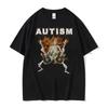 Gothic Retro T-shirt Autism Funny Skull Fan Autism Pattern T-shirt Punk Y2K Short Sleeve Suitable for Both Men Women Oversize