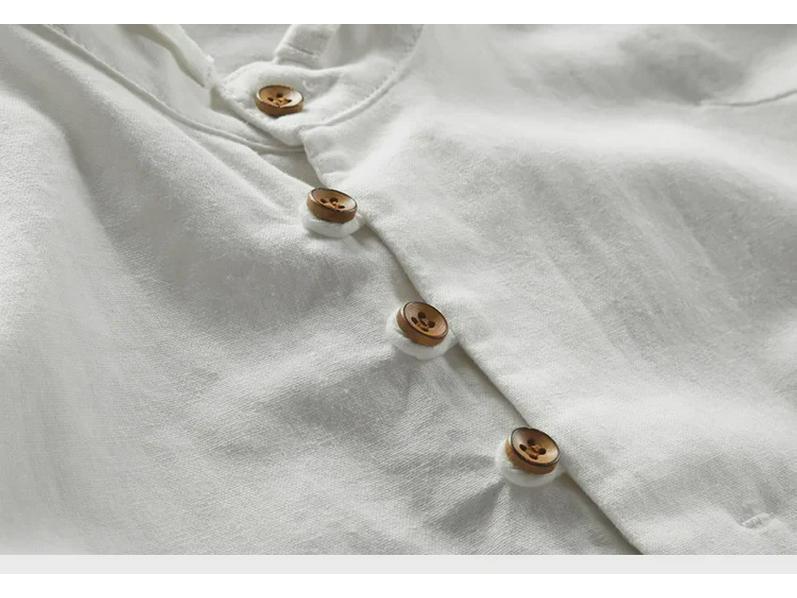 2024 Мужская повседневная льняная рубашка в китайском стиле с воротником-стойкой