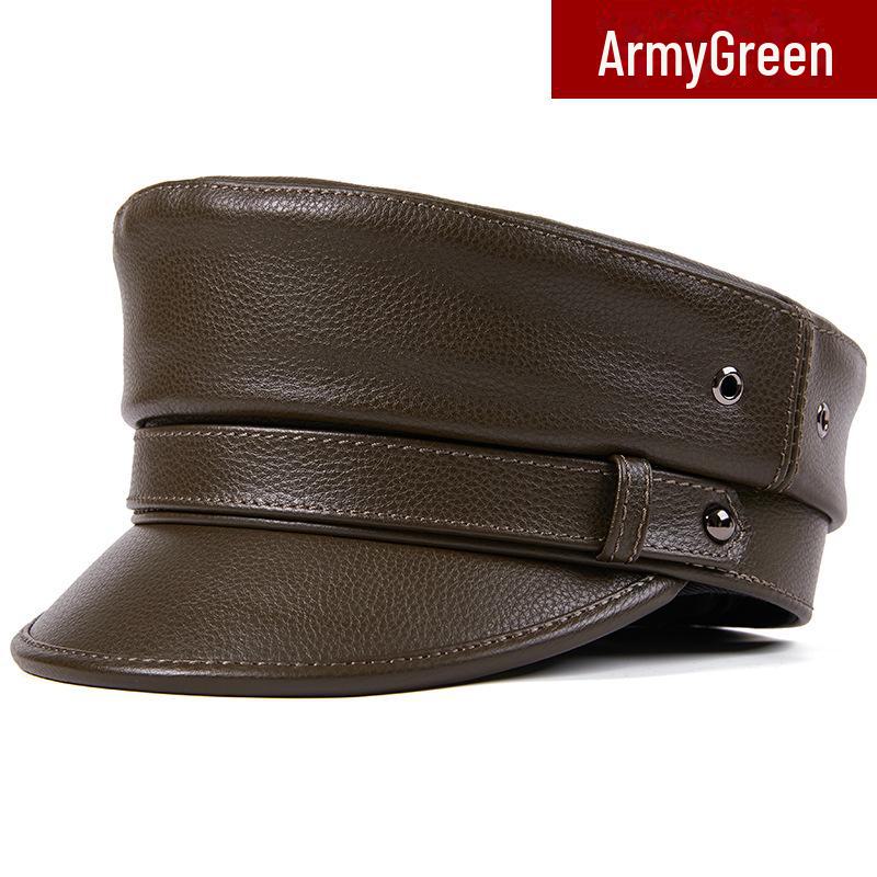 Унисекс натуральная кожа капитанская шляпа: Немецкий берет в стиле ретро-панк-мотоцикла Harley.