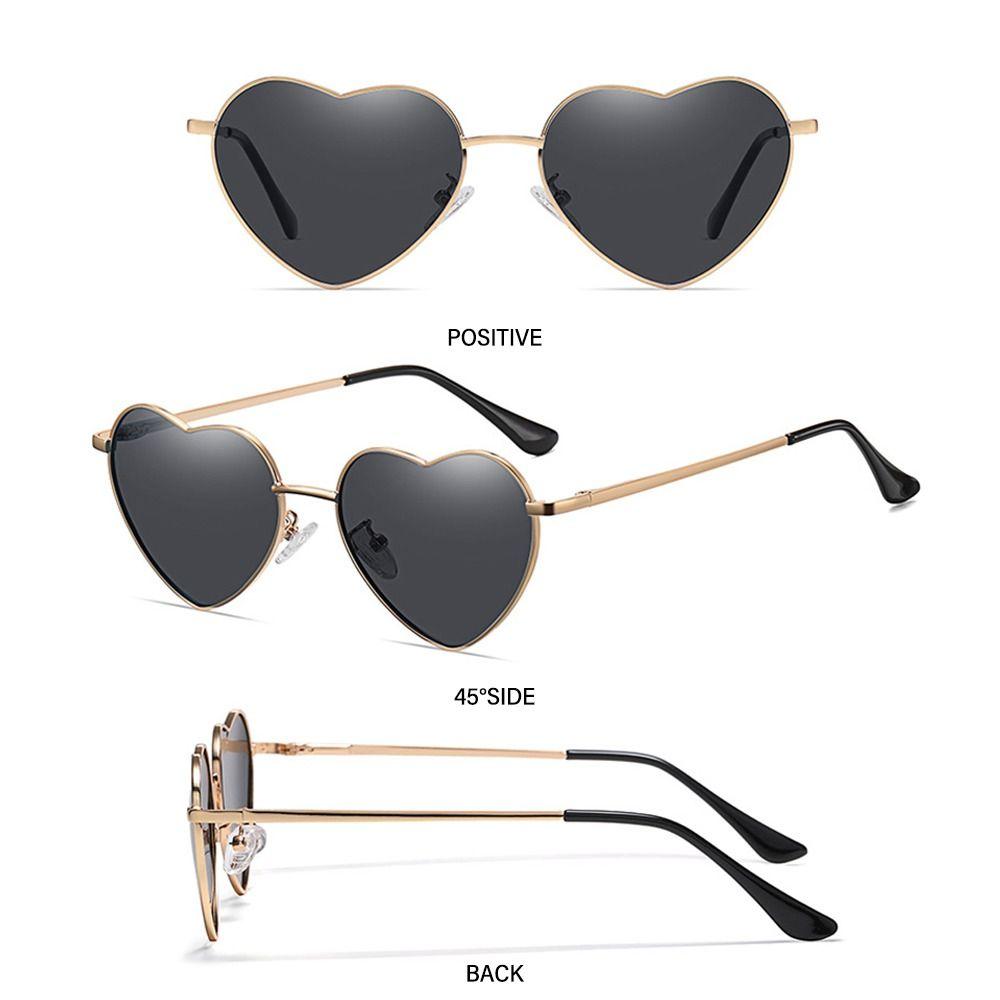 Trendy Fancy Accessories Metal Frame Heart Sun Glasses 90s Glasses Shades Heart-Shaped Sunglasses