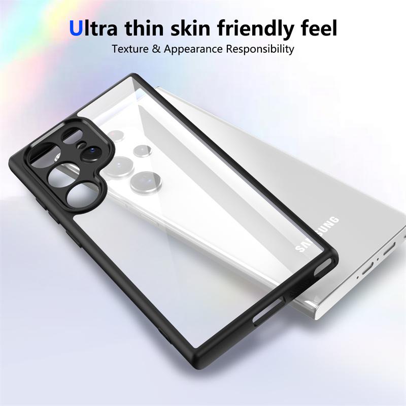 High Quality Transparent Acrylic Back Case for Samsung iPhone Xiaomi Redmi for Samsung Galaxy S25 S24 Ultra S23 FE A56 A36 A55 A35 Cover Silicone TPU