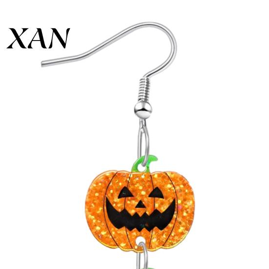 Cute Costume Earrings for Halloween Gifts 1 Pair Women, Acrylic Gothic Dangle Earrings, Creative Printed Spooky Bat Pumpkin Skeleton Drop Party Favors