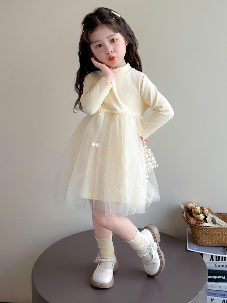 Girls' 2025 Autumn Princess Mesh Dress - Little Girl's Fashionable Casual Skirt