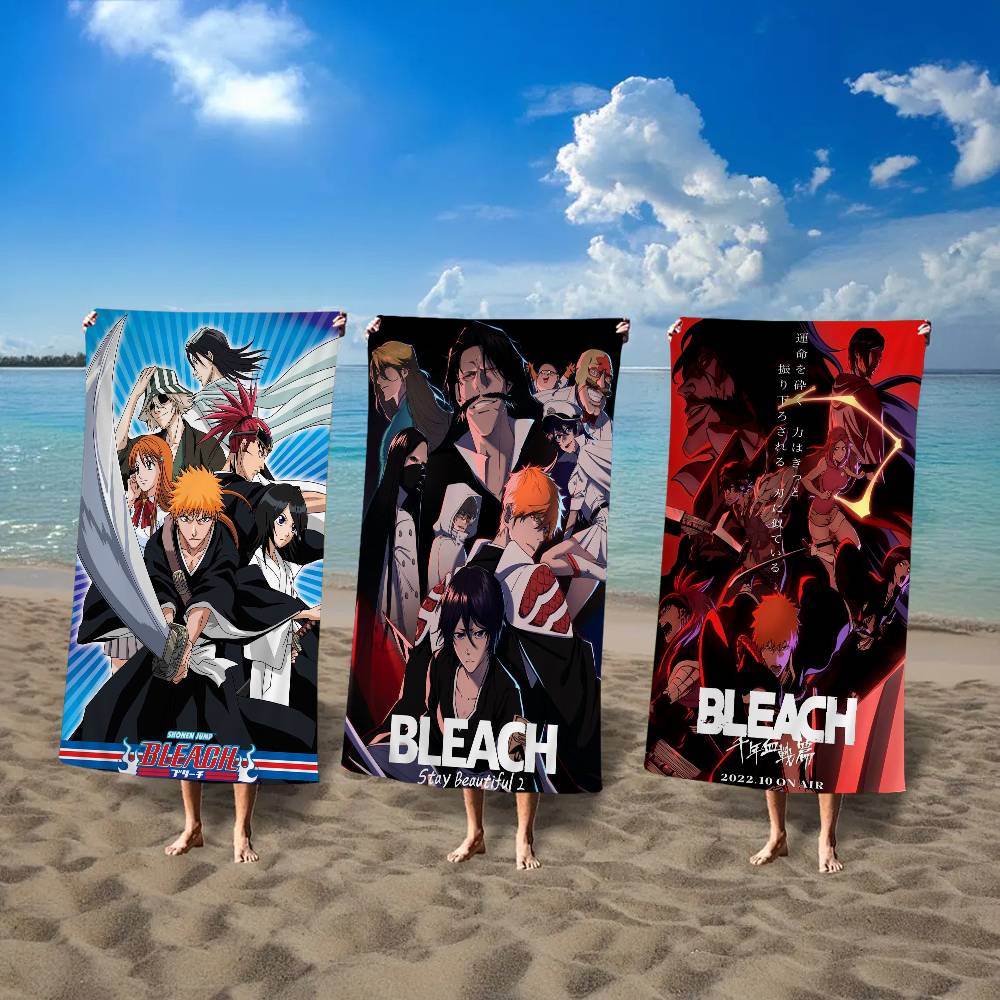 Anime B-Bleach Microfiber Blanket Quick Drying Beach Towels Oversized Printing Super Absorbent Pool Towel Blanket