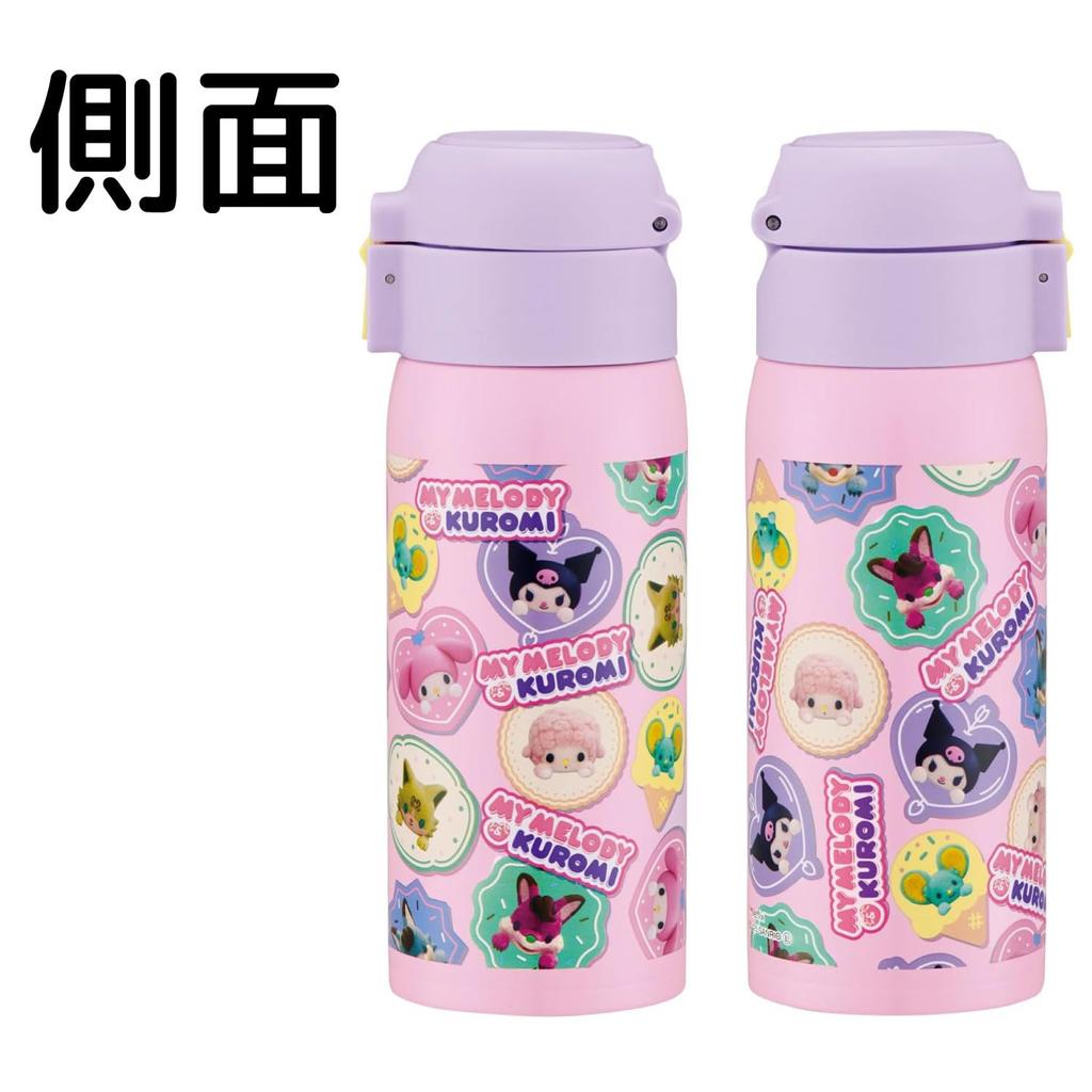Skater Кружка из нержавеющей стали для воды горячей Sanrio My Melody Kuromi Бутылка с одним касанием, 350 мл, Изолированная, & Холодная, & С рисунком, Для девочек STOT3-A