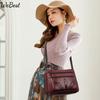 Vintage Shoulder Bag For Women PU Leather Crossbody Multifunction Messenger Bag Small Square Mommy Handbag