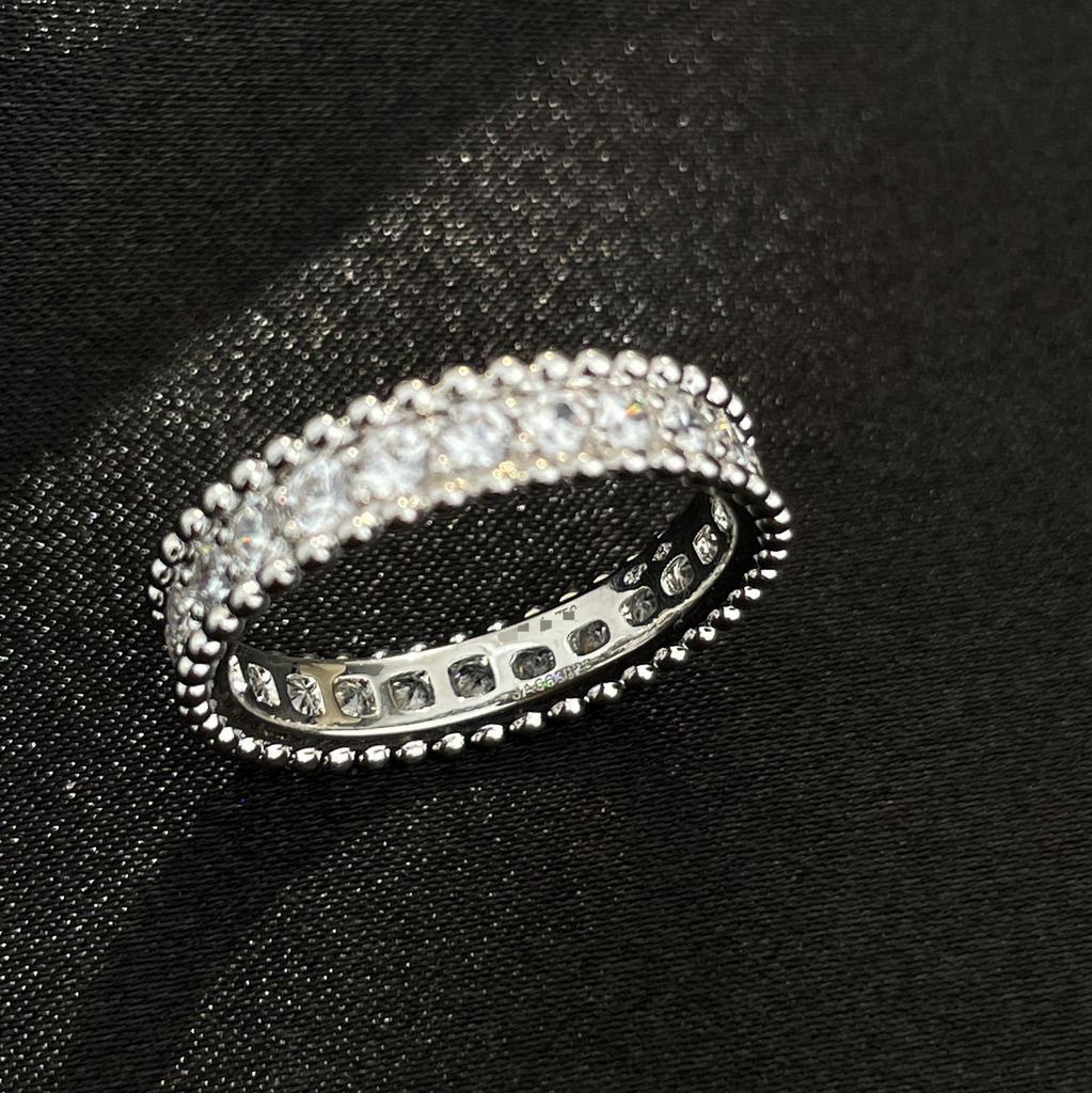 Bead Edge Diamond Ring Inlaid 18K Rose Gold Plated Ring Niche Design High-end Jewelry