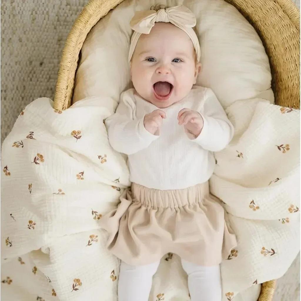 Набор из 3 штук Хлопковый муслиновый пеленальный плед Набор одеял для мальчиков девочек Подарки для новорожденных Одеяла для коляски Детское постельное белье Детское пеленание