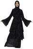 Printed Islamic Muslim Abaya Dress For Women Front Button Placket Layered
