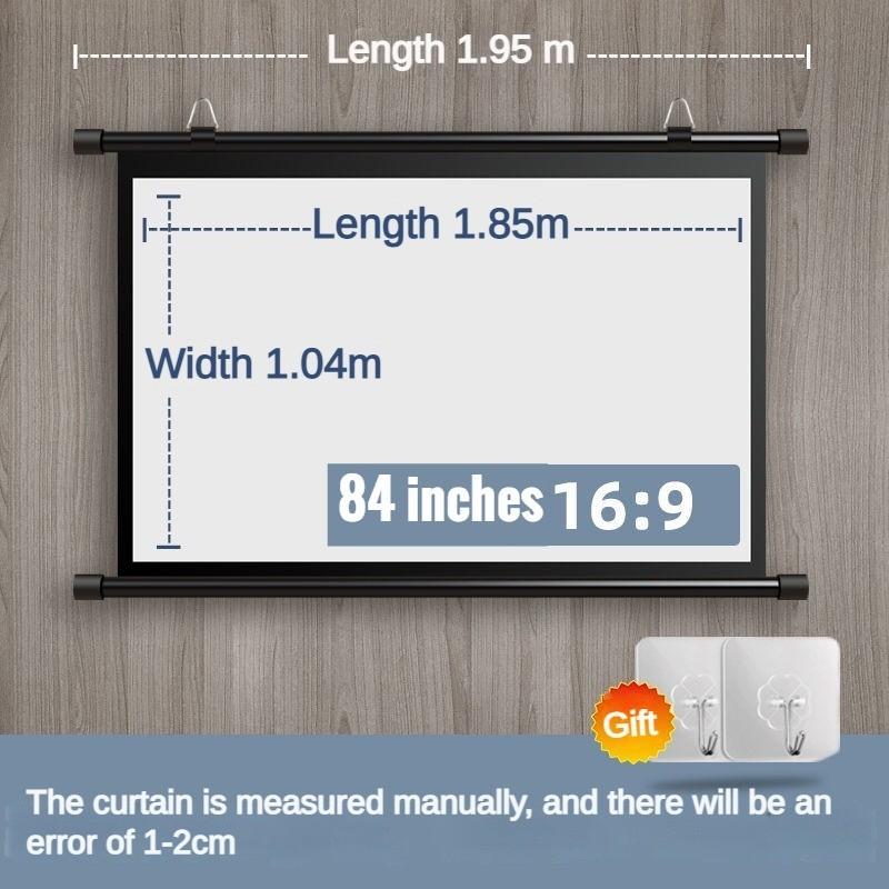 60/72/84 Inches Projection Screen Entertainment Projector Curtain HD Mobile Portable Tripod Screen