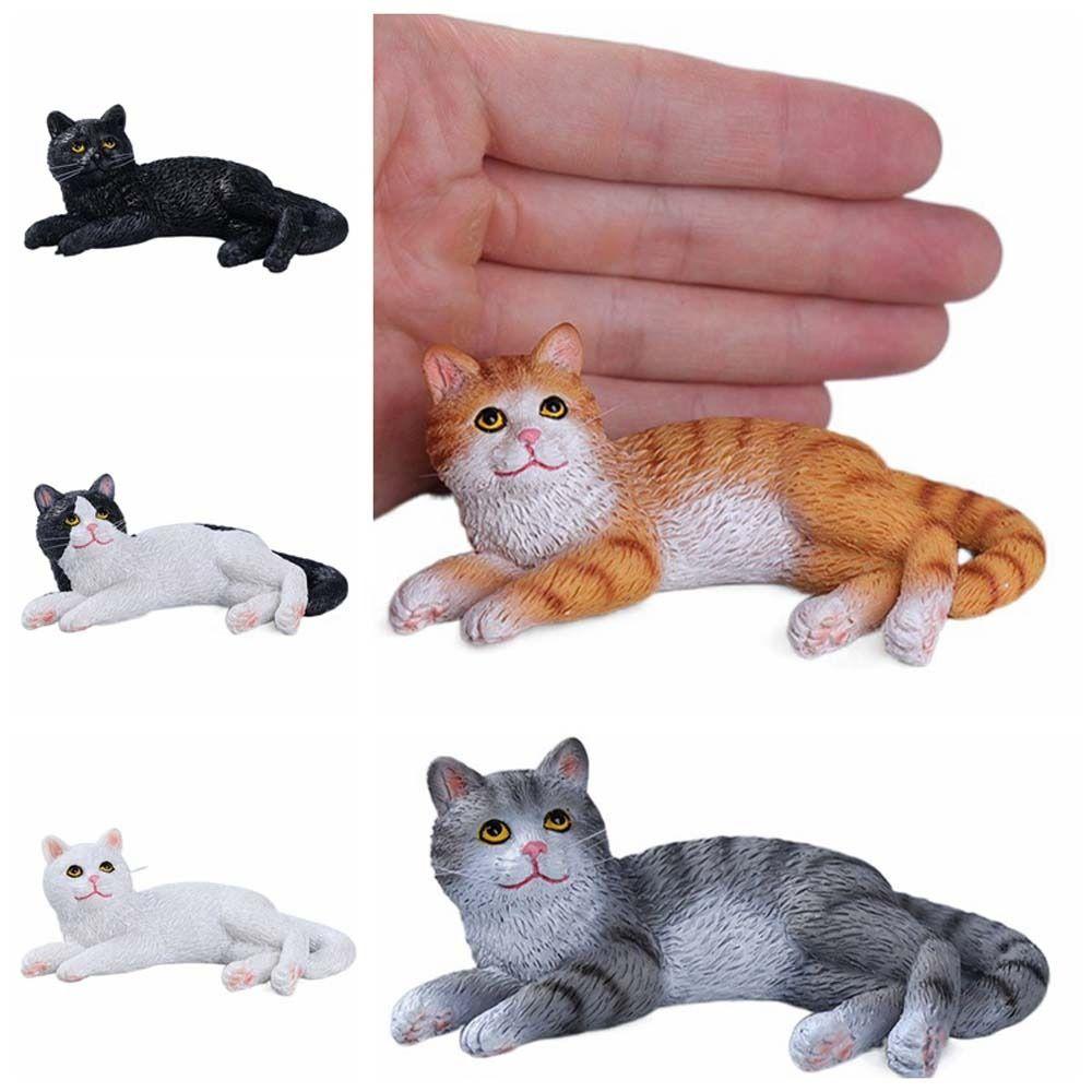 Simulation Cat Pet Model Cartoon Lying Cat Statue Adorable Cat Ornament Kids Toy