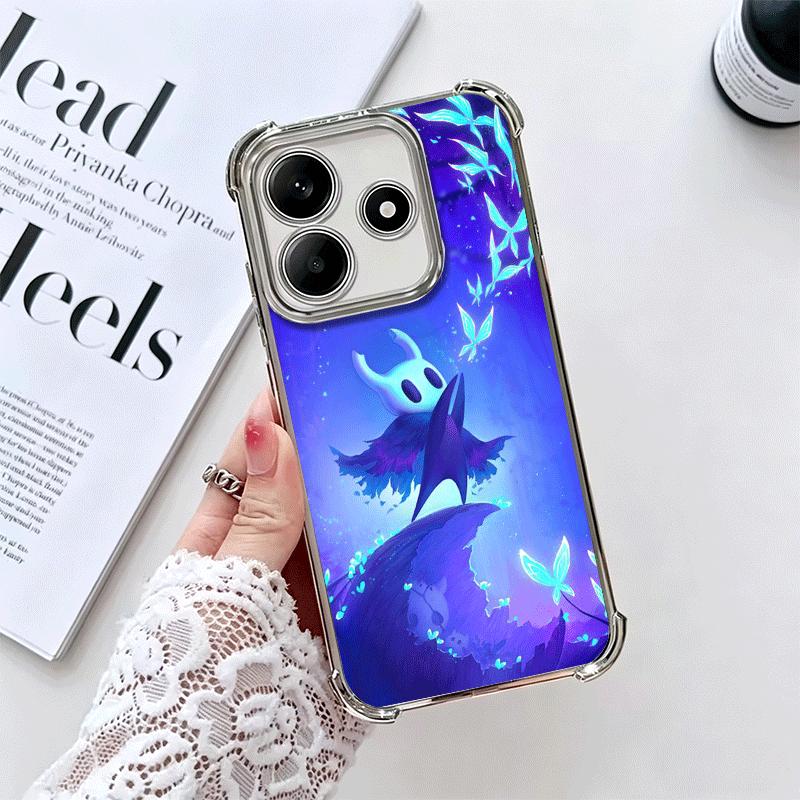 H-Hollow K-Knight Game Plating Phone Case For Xiaomi Redmi Note 14 15 Pro Plus 13 12 11 11S 11T 10 9S 9 5G Anti-Fall Airabag Cov