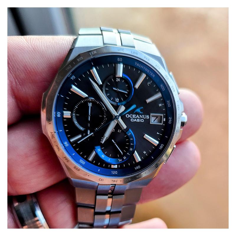 Casio Серия OCEANUS-Посейдон 5000 Бизнес Высококлассные Мужские Кварцевые Часы Нержавеющая Сталь Титановый Ремешок Японские и Корейские Часы OCW-S5000E-1AJF