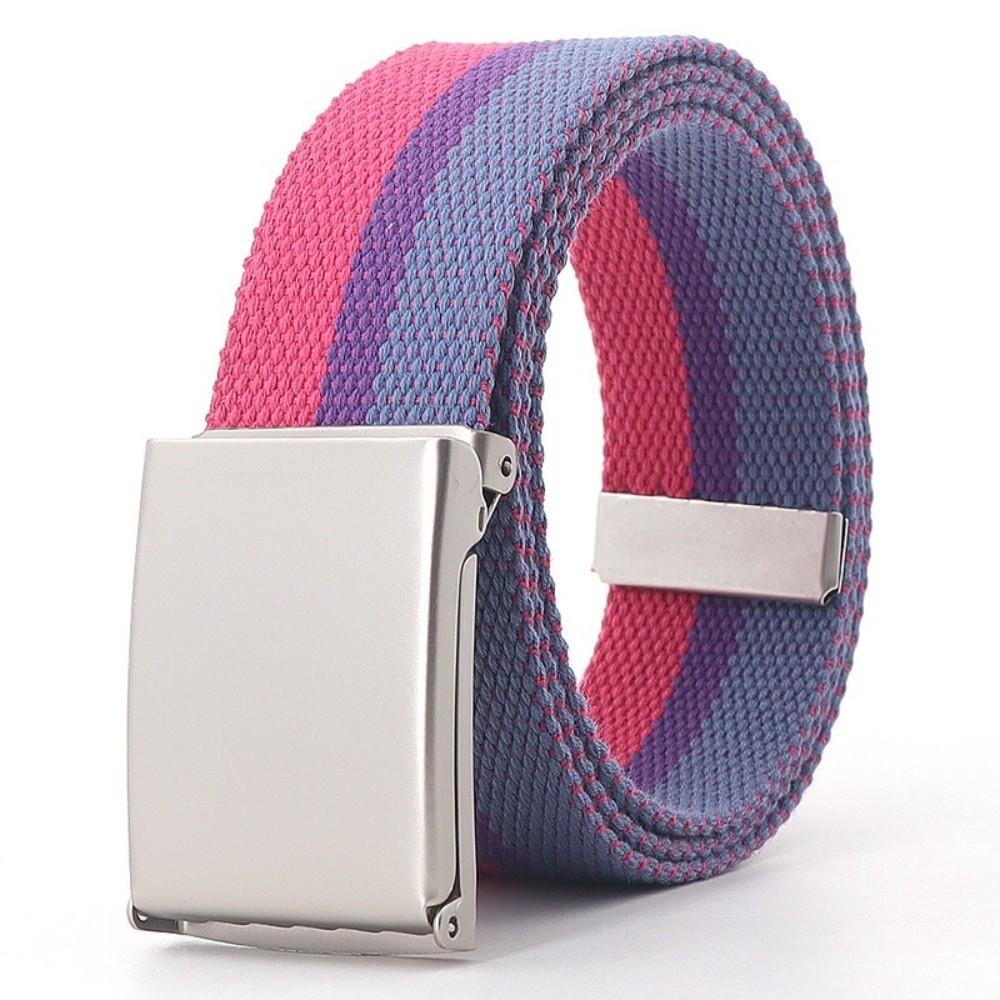 Metal Buckle Canvas Waist Belt Stripe Nylon Belt Luxury Men's Business Belt Unisex
