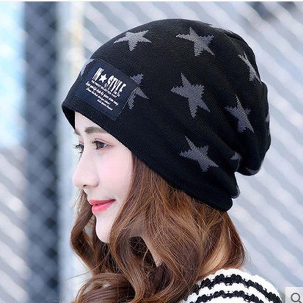 Plush Men's Beanie Cap Star Neck Scarf Hat Fashion Winter Hat Scarf Set Female/Male