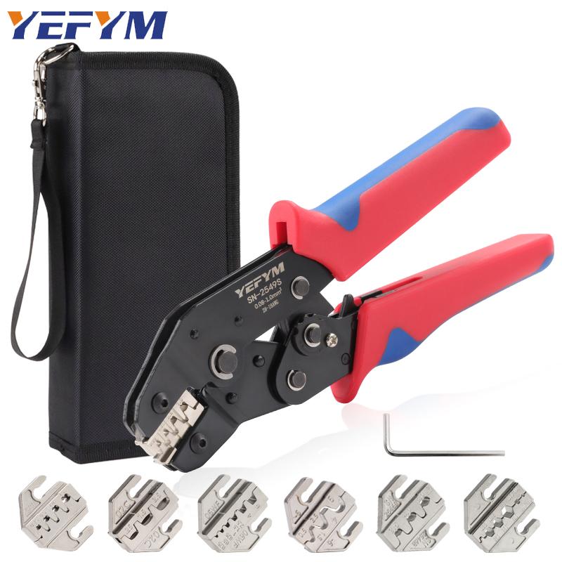Ratcheting Crimping Tool Set 8 PCS with Changeable Jaws for Dupont JST MOLEX - Open Barrel Terminals, Insulated & Non-Insulated Ferrules