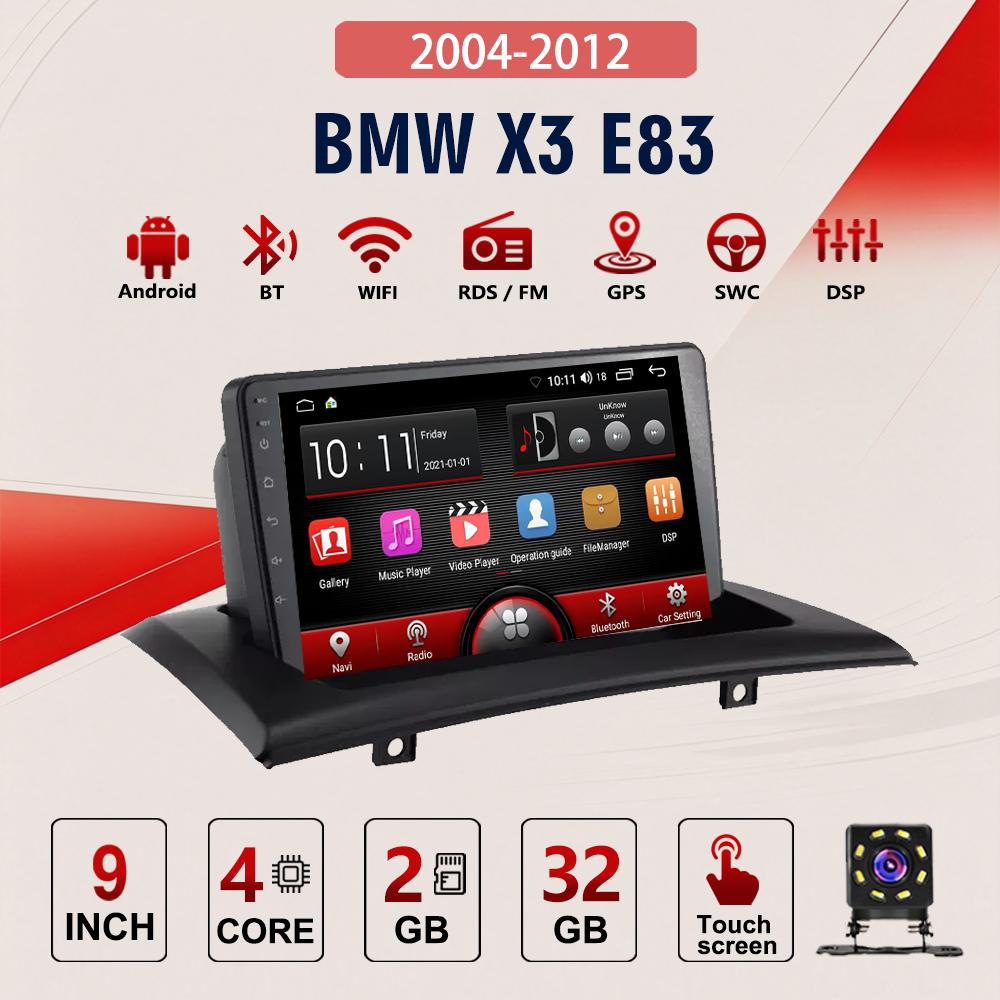 2Din Android Car-Play Car Radio,BMW X3 E83 2004-2012,Multimedia Player Head Unit Stereo GPS Navigation BT WIFI,2+32GB