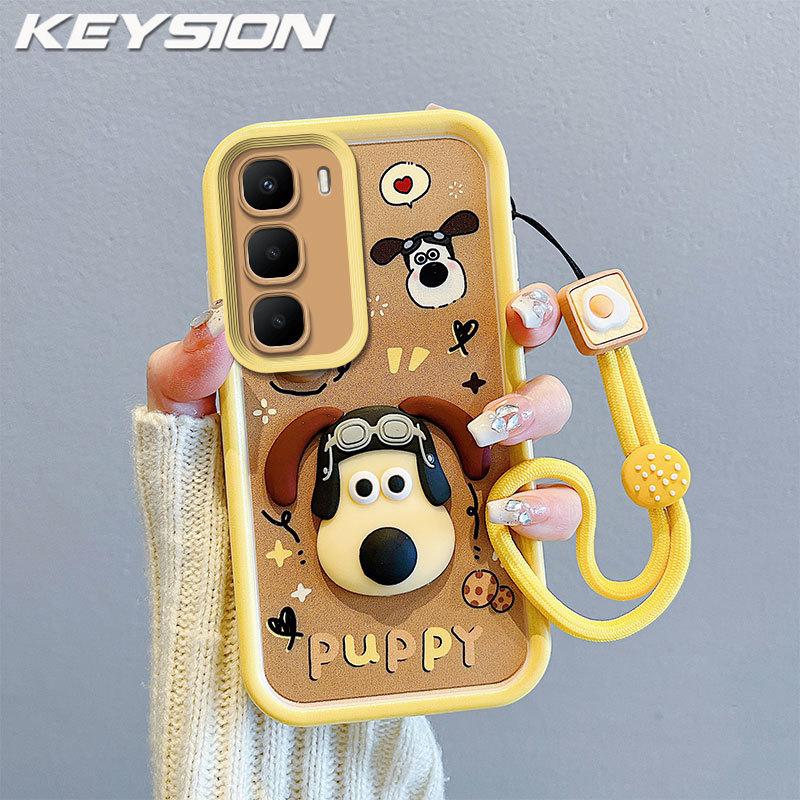 KEYSION Shockproof Case for Infinix Hot 60i 60 5G with Lanyard Soft Silicone Cute 3D Cartoon Doll Phone Back Cover for Infinix Hot 60 Pro+