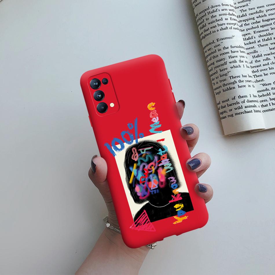 For Oppo Reno5 Pro Case Cute Cat Cactus Painted Soft Silicone Back Cover For Oppo Reno 4 5 Reno4 Reno5 Pro 5G Phone Cases Bumper