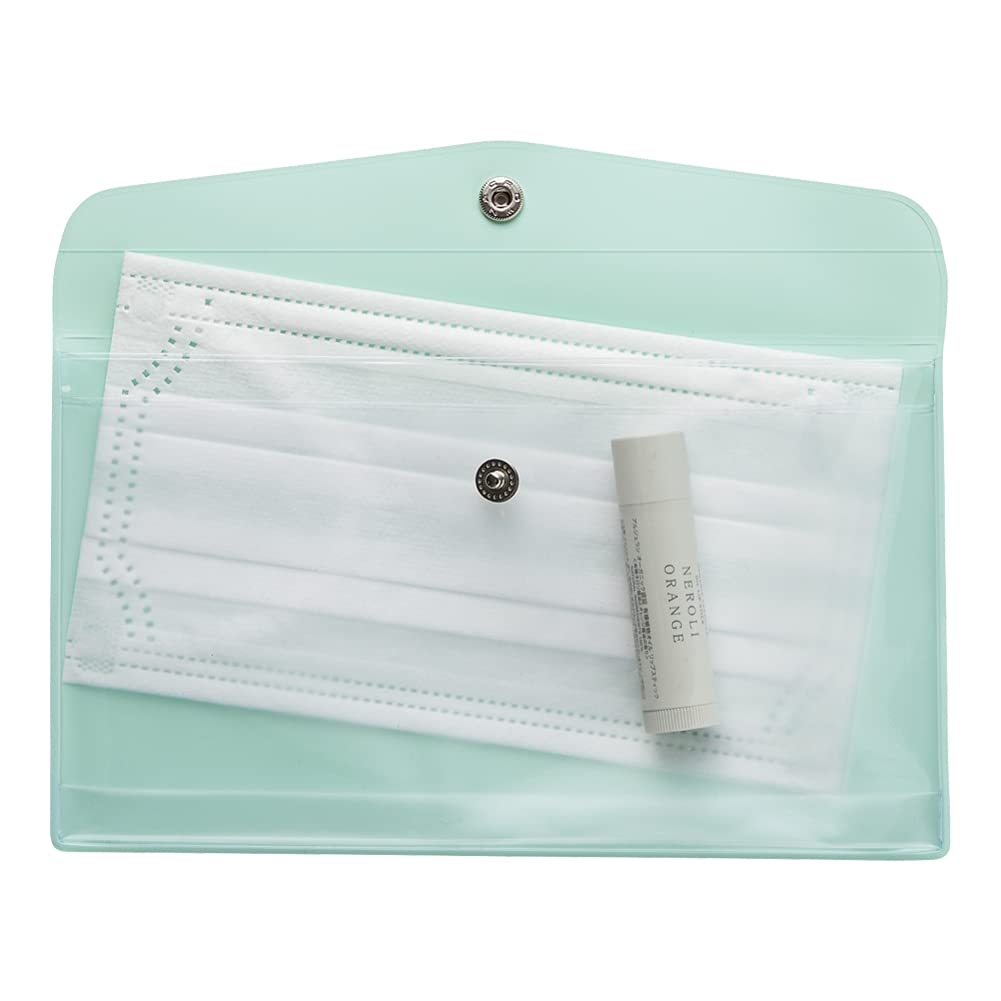 LIHIT LAB Antibacterial PVC Envelope Light Case, Pen/Mask Size, ALCLEA, Green, F7742-19