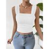Женский укороченный топ без рукавов с открытым пупком, квадратным воротником и жилетом на бретелях