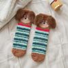 Yousheng 1 пара носков для пола 3D мультяшный дизайн таксы полосатый принт эластичное отверстие носки коралловый флис утолщенные средней длины носки для сна