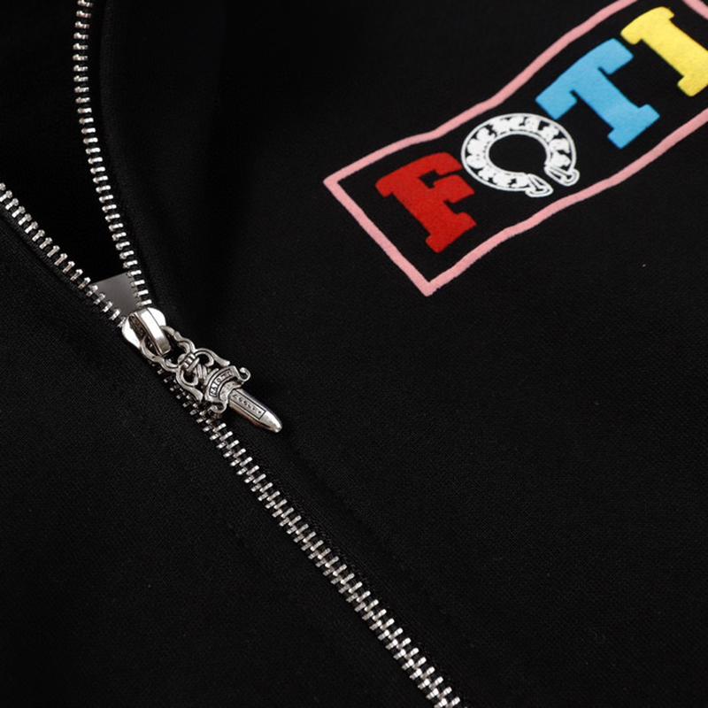 844 CHROME HEARTS Осень-Зима 2026 Новая Классическая Толстовка с Капюшоном и Молнией с Логотипом Большого Размера, Подходит для Ношения Парами