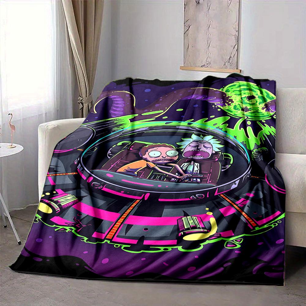 1 шт. Плед Рик и Морти Легкий фланелевый плед для дивана, кровати, путешествий, кемпинга, гостиной, офиса, дивана, кресла и кровати