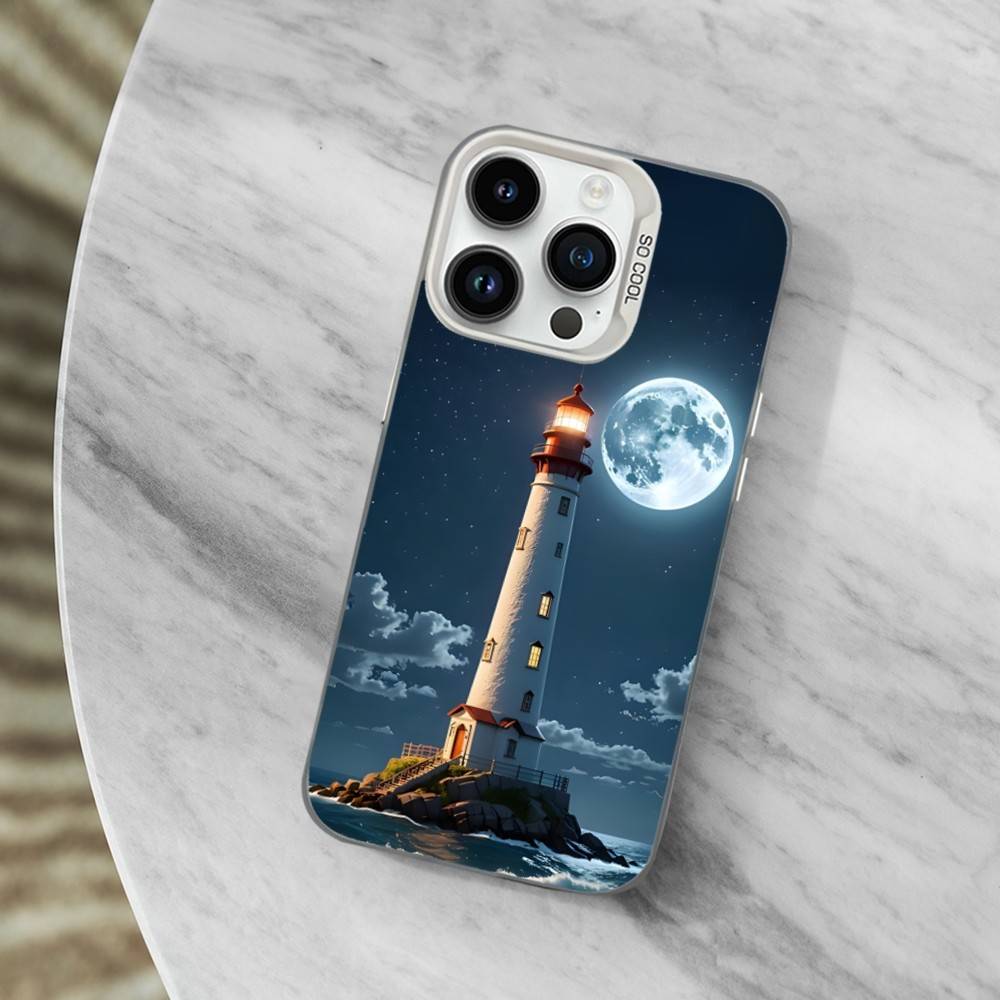 Guidelines Art Lighthouse Phone Case For iPhone 13,15,14,16,12,11,Mini,MAXXS,Pro,SE, White Matte Shockproof Cover