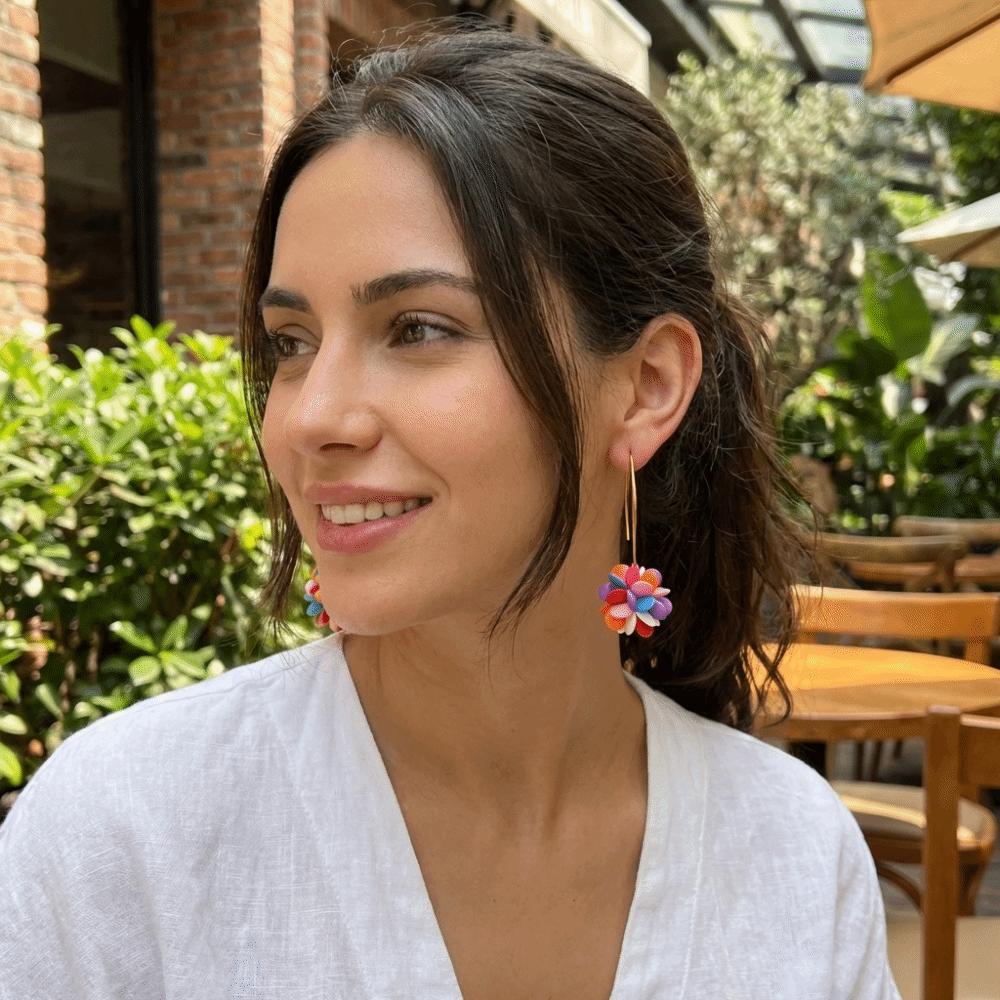 Vintage Beaded Flower Earrings Candy-Colored Ethnic Style Earrings Bohemian Earrings Wedding