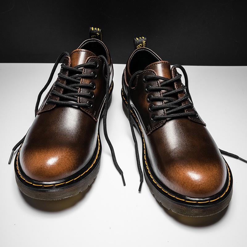 Мужские низкие ботинки Martin из натуральной кожи — большой размер, повседневная рабочая обувь в стиле ретро для весны и лета.