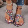 Women's Bohemian Flat Sandals, Colorful Patterned Summer Fashion Slip-On Slides, Casual Open Toe Beach Footwear