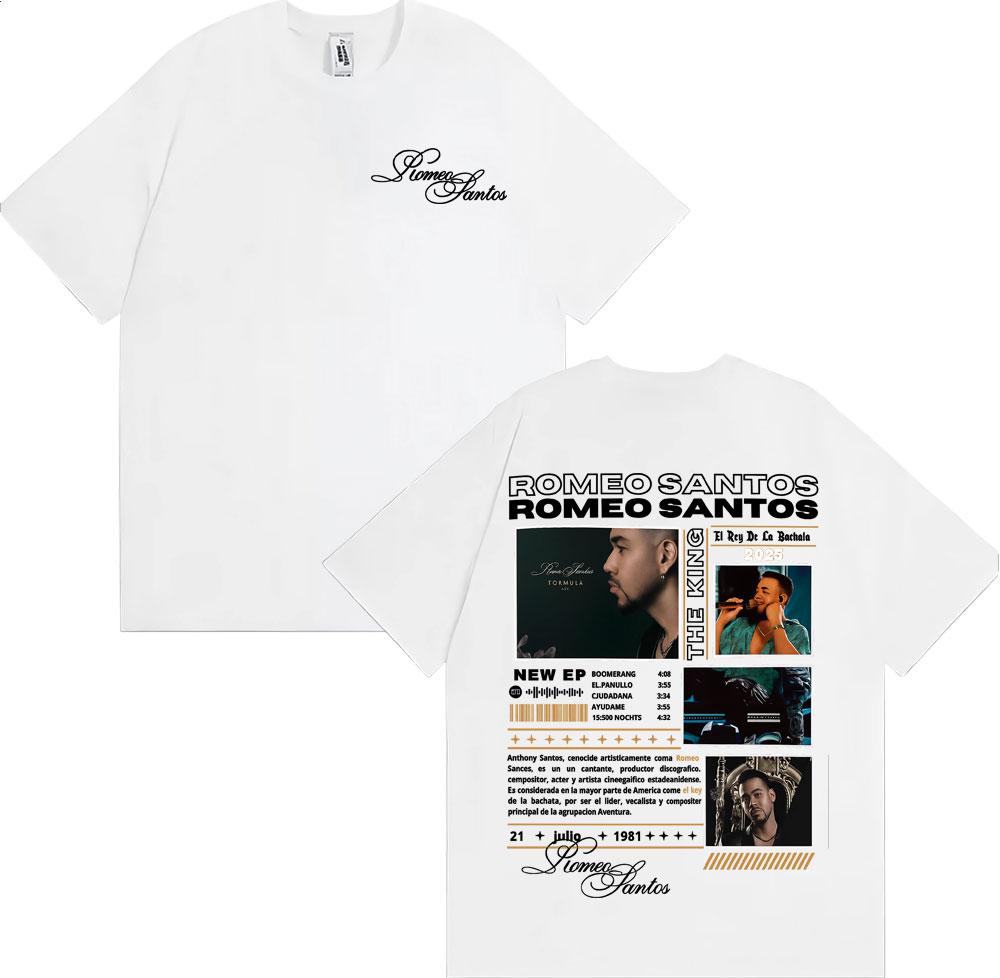 Rapper Romeo Santos The King Tormula Tour 2025 Graphic T Shirts Unisexs Clothing Fashion Hip Hop ONeck Cotton Tshirts Streetwear