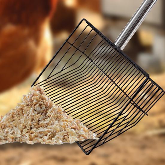 Chicken Poop Scooper 4-in-1 Poultry Litter Scoop with Handle Litter Sifting Shovel for Chicken Coop Pet Waste Cleaning