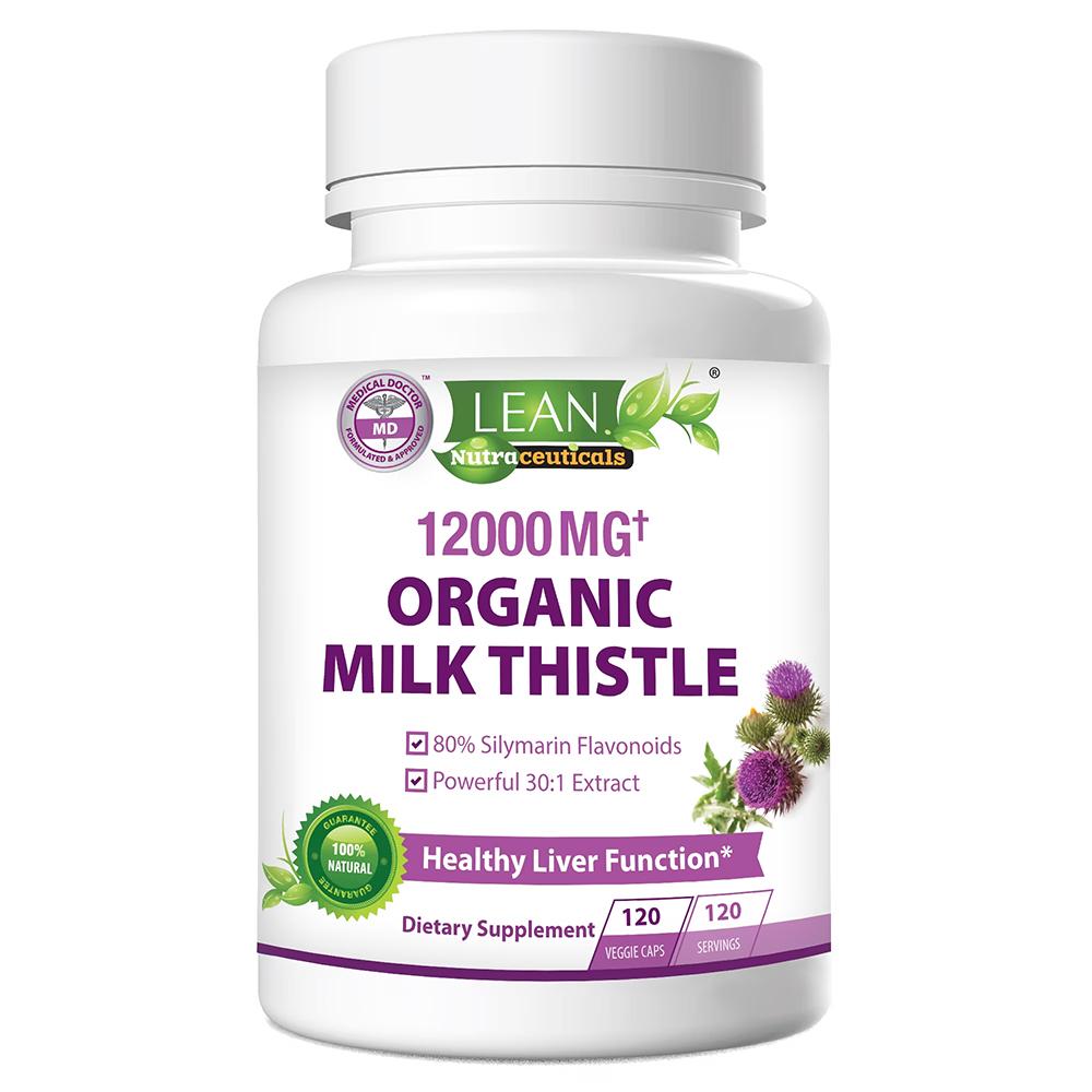 Organic Milk Thistle Extract, 12000mg, Liver Support Supplements, 120 Capsules