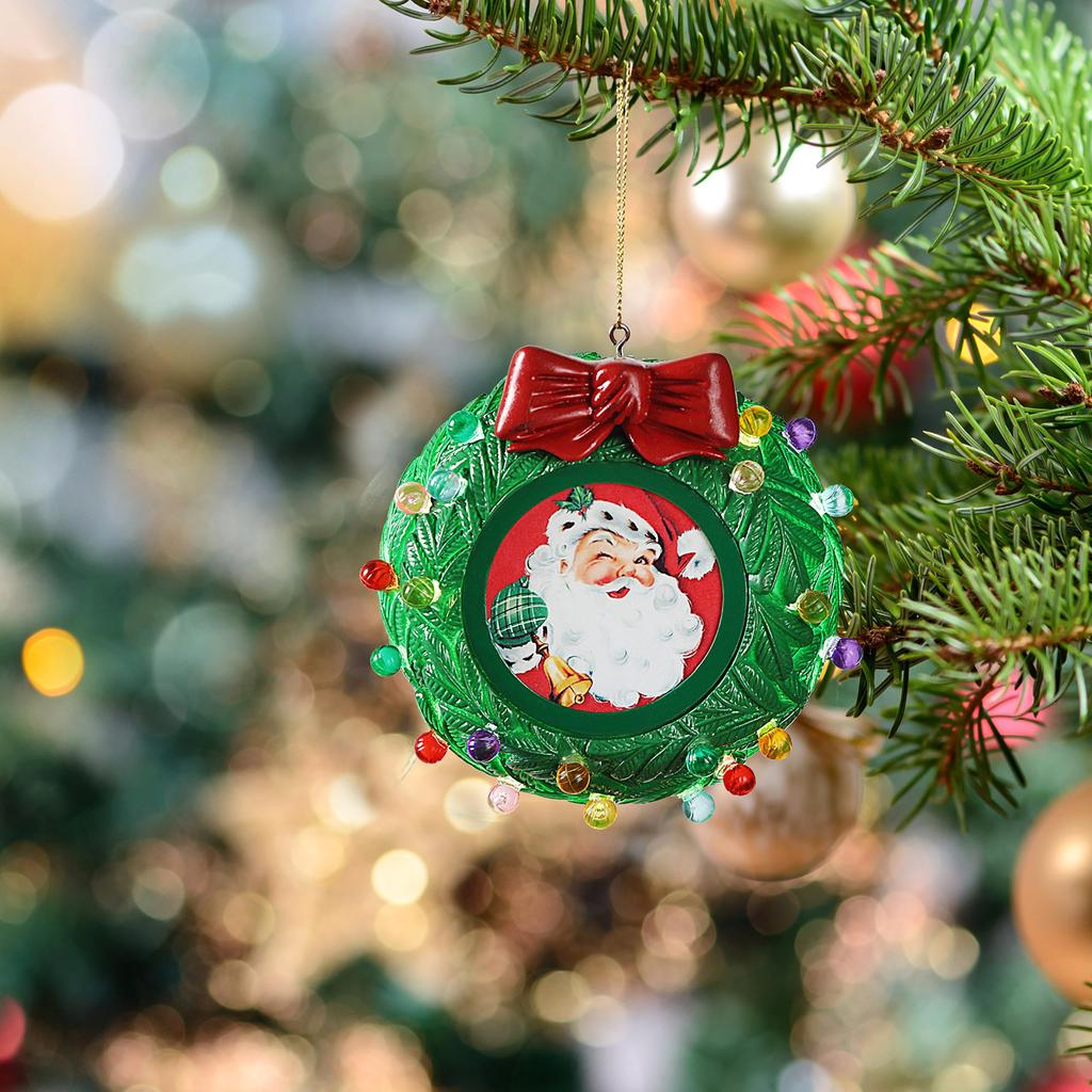 3D Christmas 3-inch Green Wreath Photo Frame, Lettering Decorations, Customizable 60-second Message.