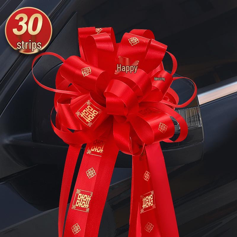 Large Red Ribbon Double Happiness Wedding Car Bows for Decoration and Door Handles