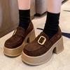 Women Platform Loafers Shoes High Heels Fashion Pumps Suefe Chunky Winter Shoes 2024 Trend Designer Dress New Zapatillas Ladies