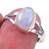 Кольцо из твердого серебра 925 пробы с натуральным радужным лунным камнем ручной работы, размер 8 F1y32