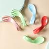 Curved Antislip Utensils Solid Color Twist Fork Spoon Suit 2Pcs/Set Infant Training Baby