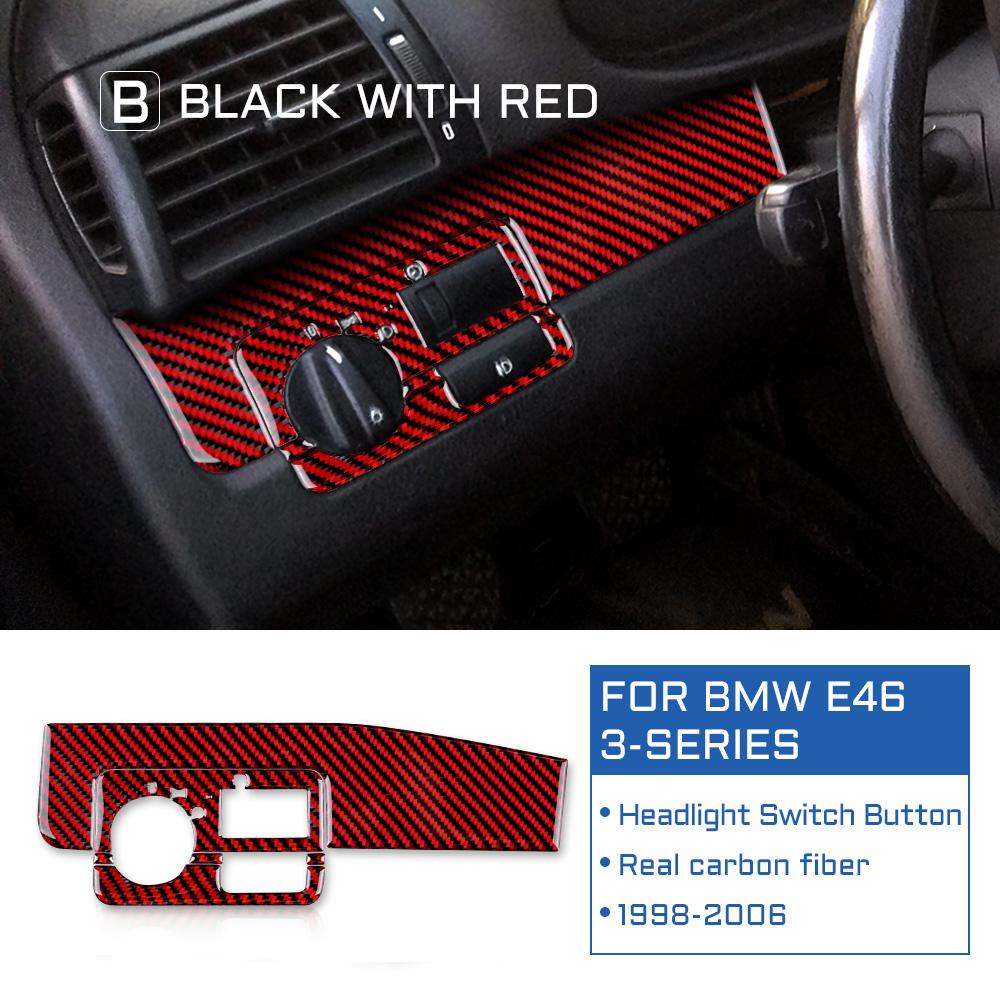 Carbon Fiber Car Headlight Switch Button Light Control Knob Panel Frame Trim Decoration Sticker For BMW 3 Series E46 1998-2006