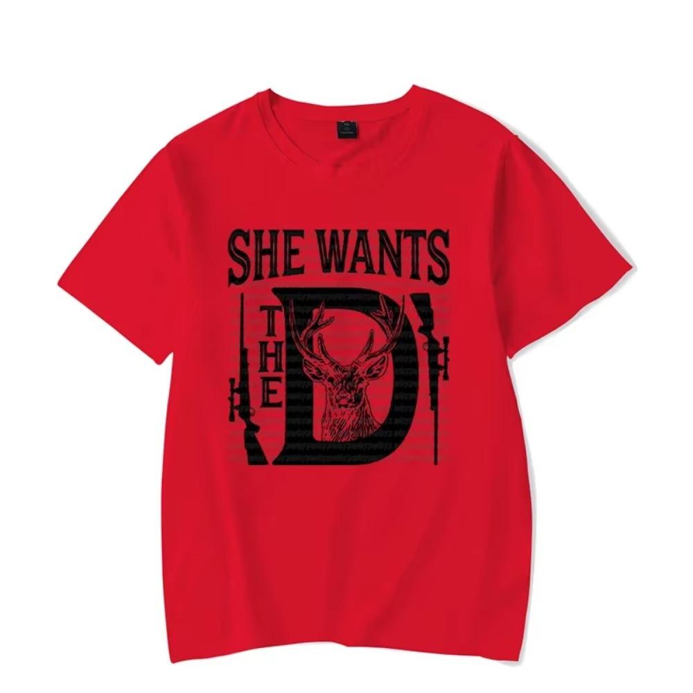 Грубая охотничья футболка Она хочет D Футболка для охоты на оленей Топы Графическая одежда Мужские Женские футболки Классические футболки Футболка Футболки Homme