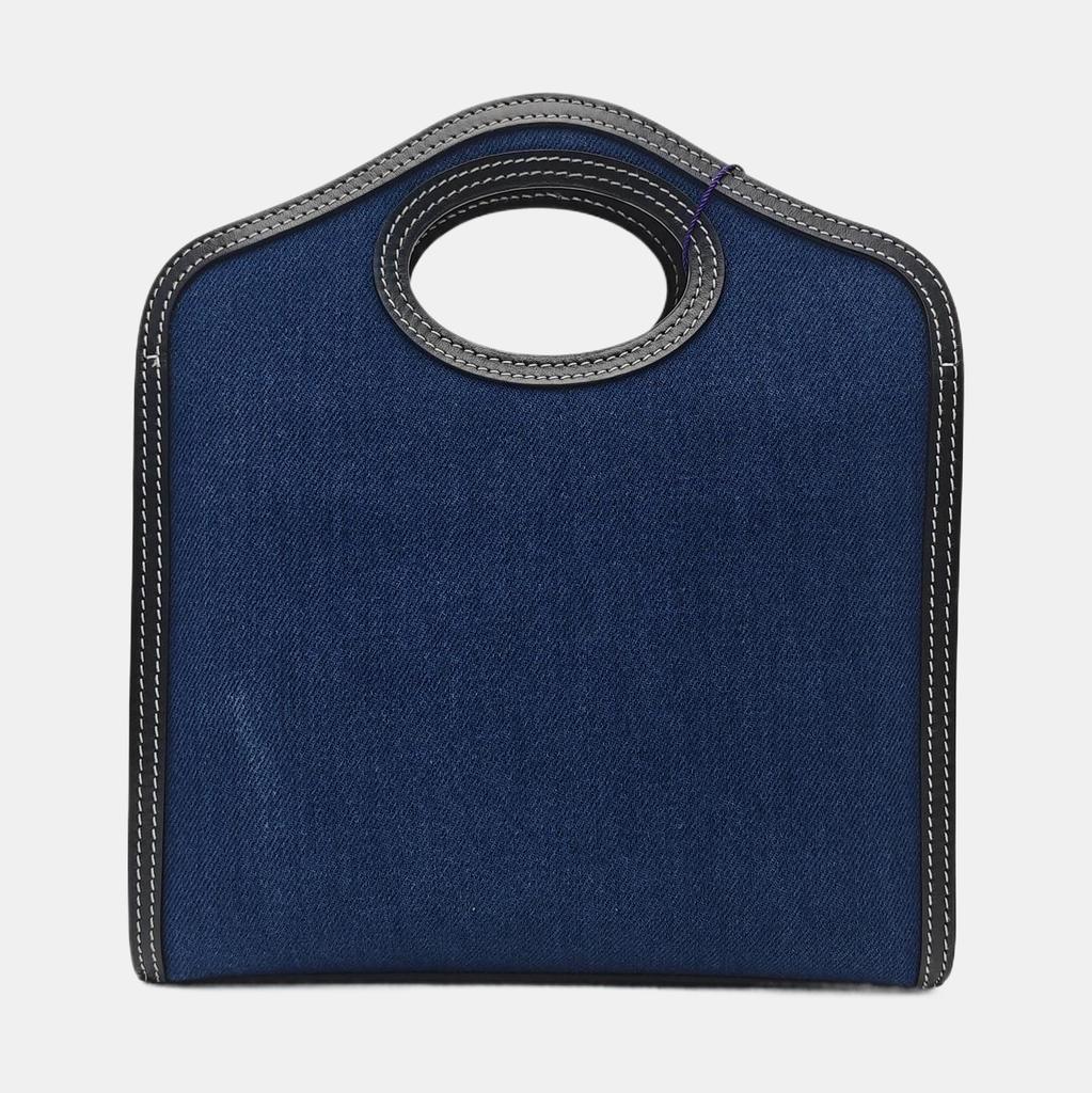 [Pre-Owned] Pocket Bag Logo Pattern Detachable Shoulder Strap Denim And Leather Mini Bag - Very Good #UAQPAM