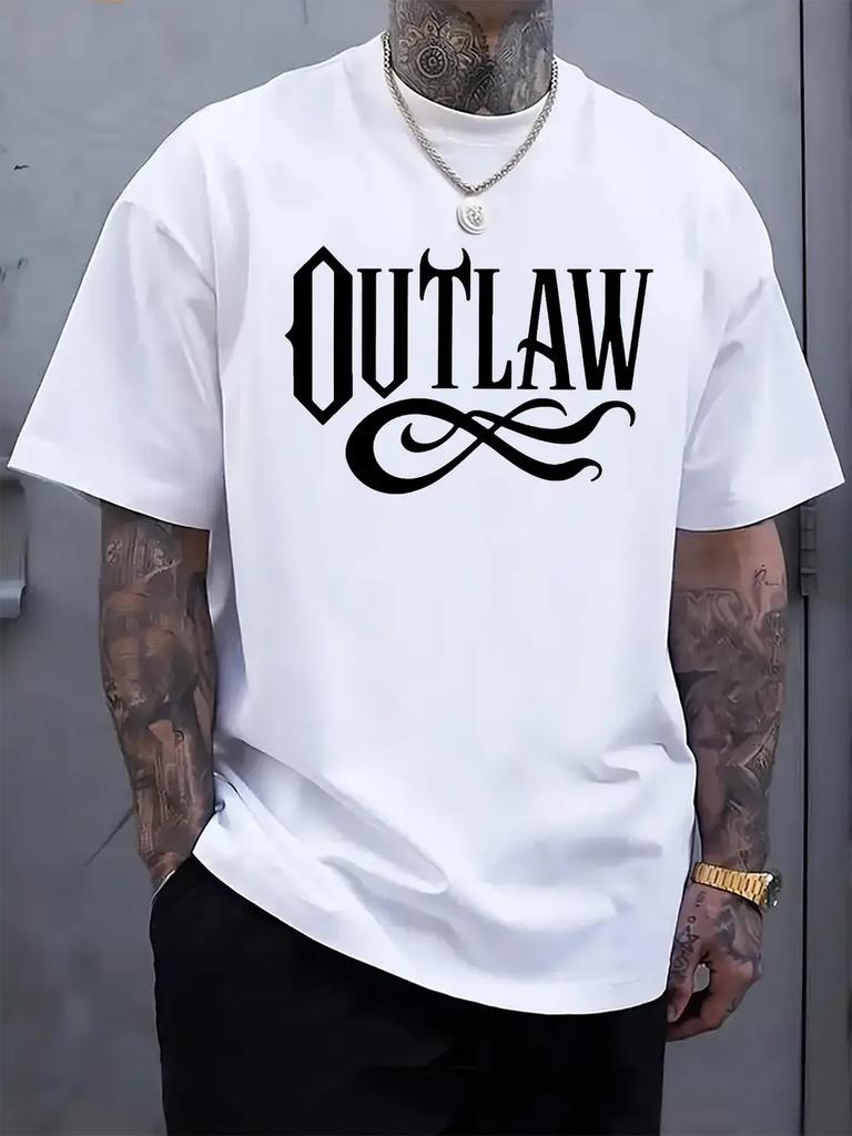 OUTLAW Graphic Print Short Sleeve T-shirt - Bold Logo Design