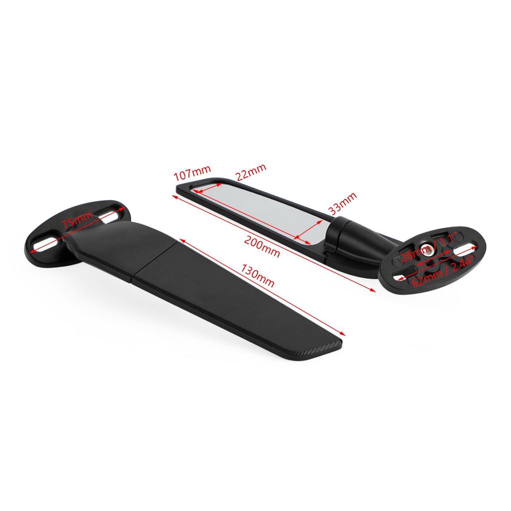 Adjustable Wing Fin Rearview Mirrors For Yamaha YZF R1 R3 R6 1998-2021