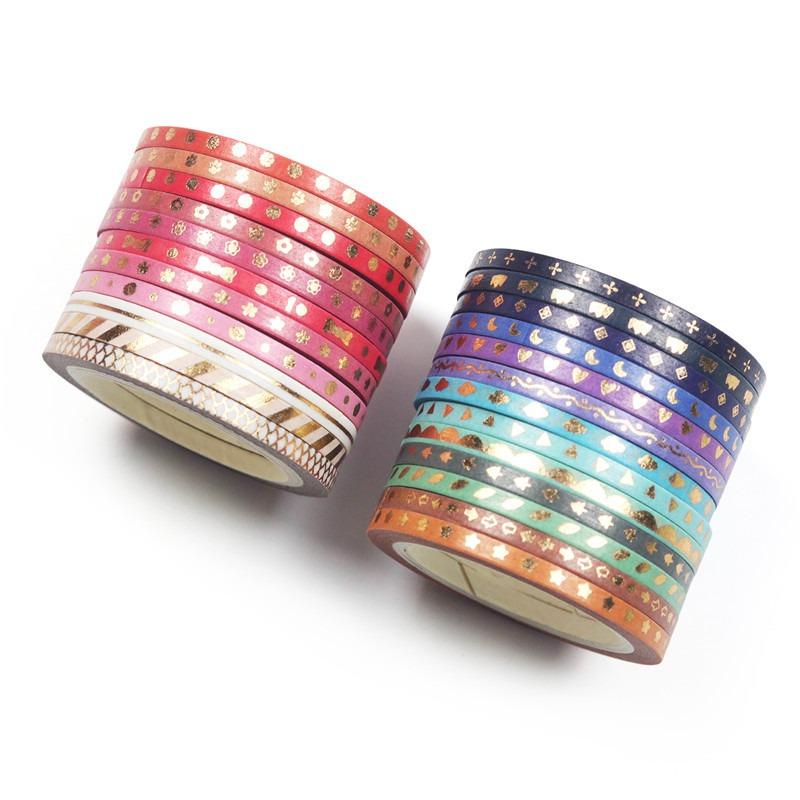 Stars Washi Tape 500cm Decorative Adhesive Tape School Journal Supplies Gold Foil Scrapbooking Kawaii Stationery Masking Tape