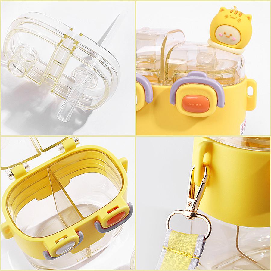 1 шт. 17,92/26,37 унц. Портативная герметичная бутылка для воды с двумя отсеками, соломинкой и ремешком для школы, спорта и путешествий - Оставайтесь гидратированными в дороге!