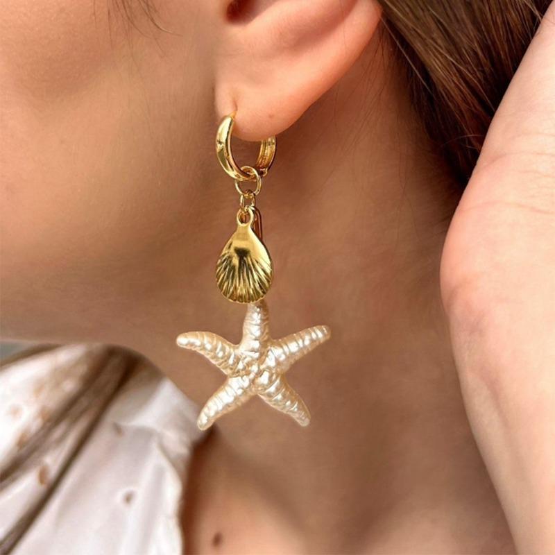 Women's Earrings Ocean Vacation Style Niche Light Luxury High-end Stud Earrings Personalized Starfish Earrings