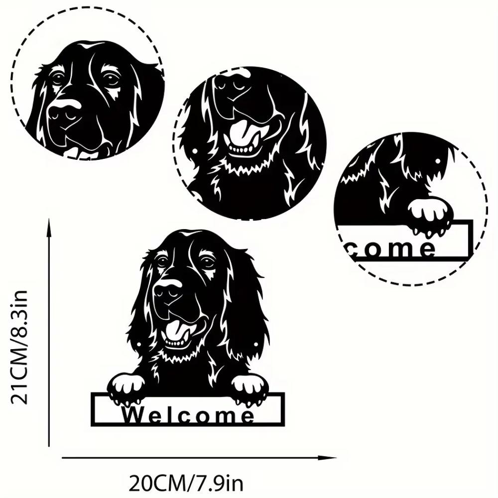 Irish Setter Dog Welcome Wall Sign Metal Art Ornament, Nostalgic Retro Tin Decoration for Coffee, Stylish Wall Sign