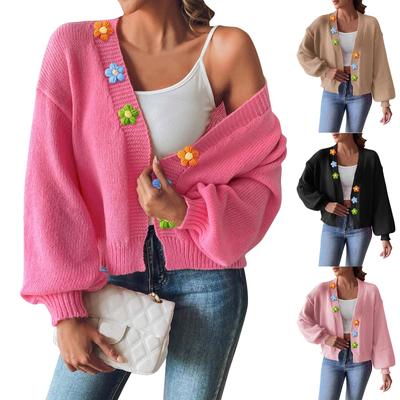 Женская осенне-зимняя тканая кофта-свитер с крючком для рук, короткий кардиган без пуговиц